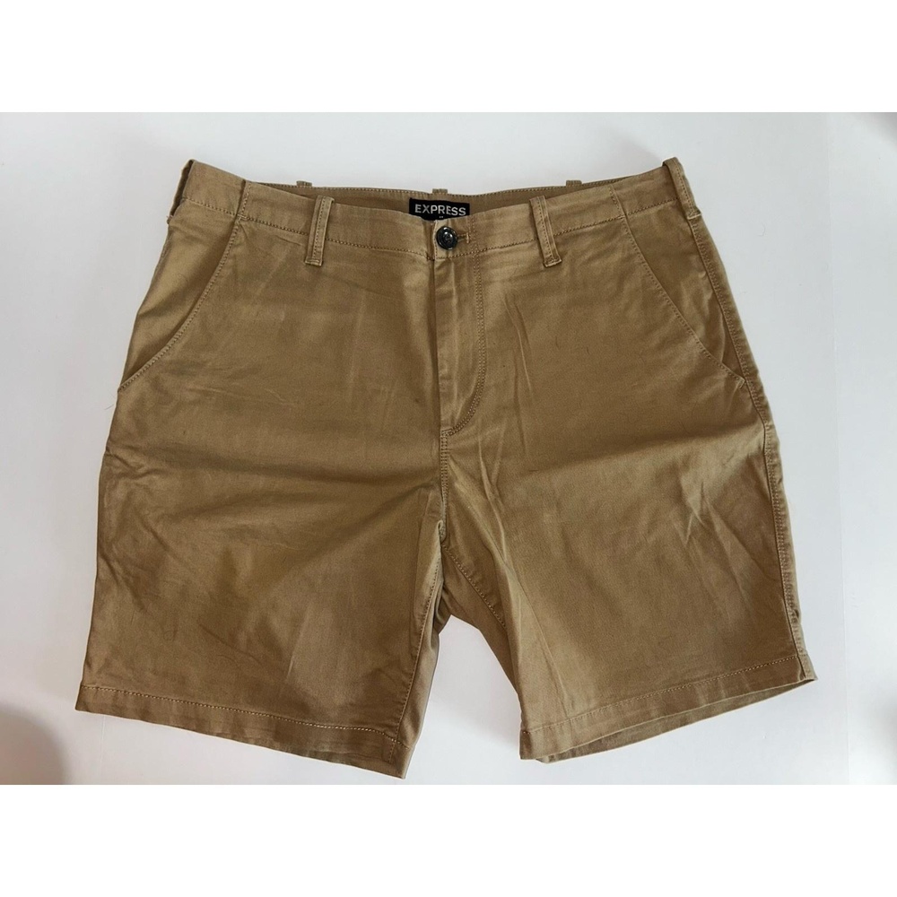 Express Men's Shorts, Size 32, Regular Fit, Flat Front, Khaki‎